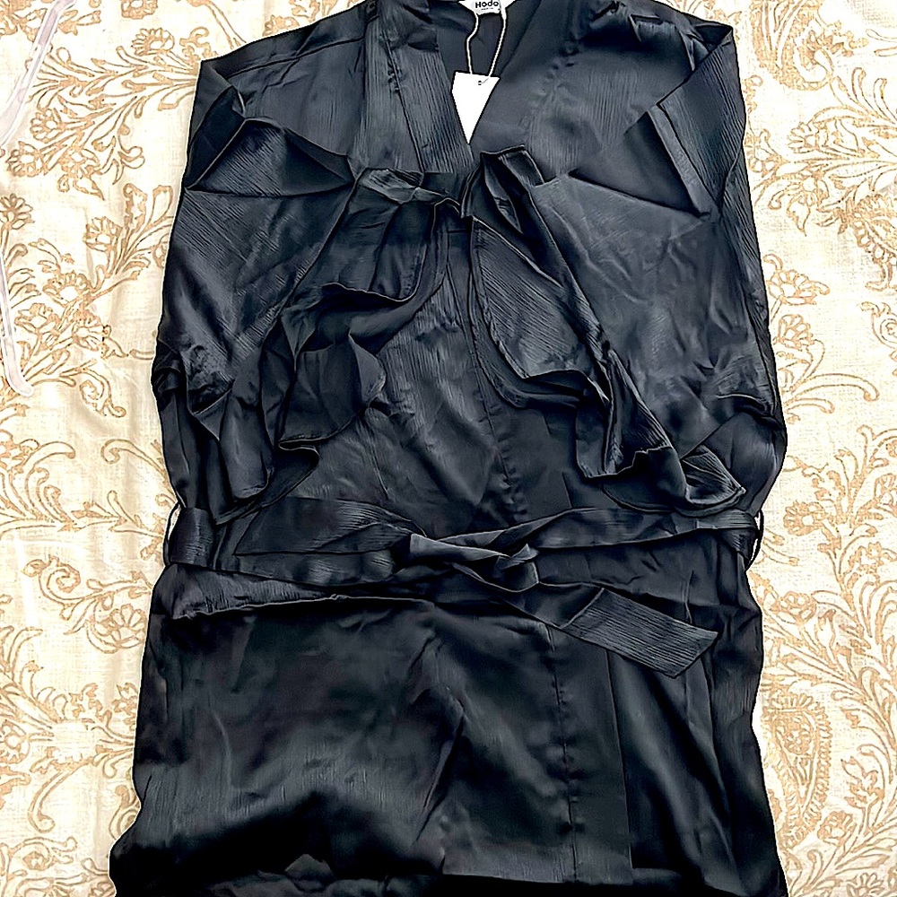 Hodo Women’s Medium Luxe Silk Kimono Robe Black NWT
